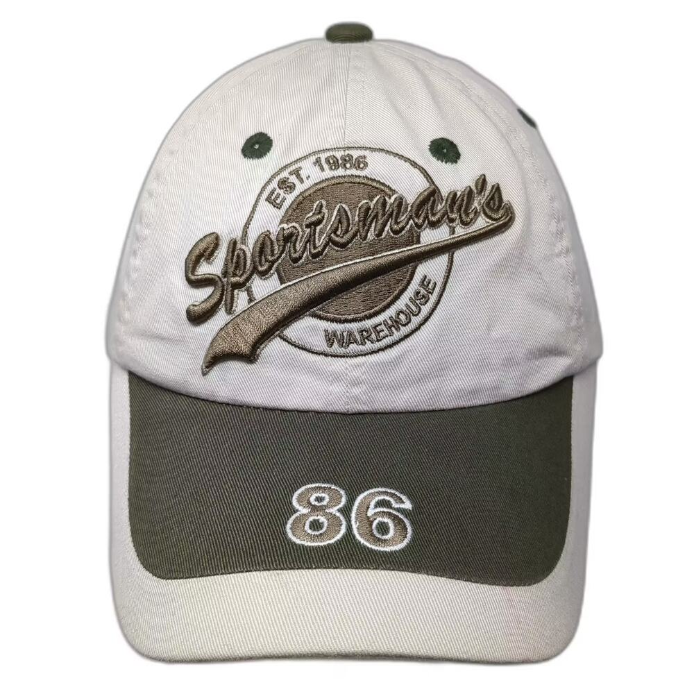 Sportsman's Warehouse Baseball Cap Beige Green OS Strapback Embroidered Hat Logo